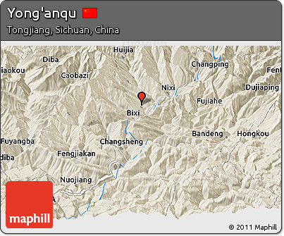 Shaded Relief Panoramic Map of Yong'anqu