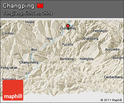 Shaded Relief Panoramic Map of Changping