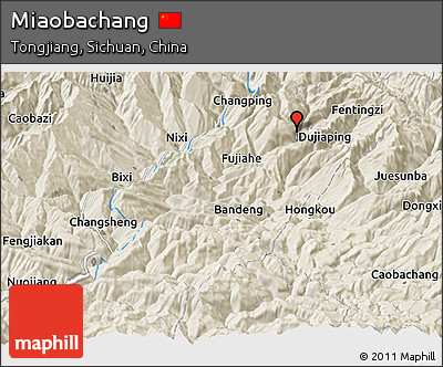 Shaded Relief Panoramic Map of Miaobachang