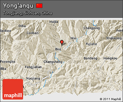 Shaded Relief Panoramic Map of Yong'anqu