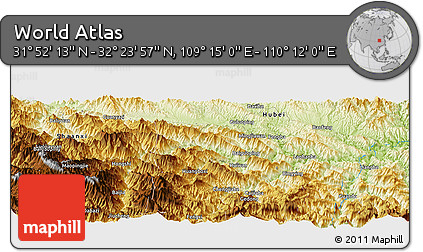 Physical Panoramic Map of the Area around 32° 8' 5" N, 109° 43' 29" E