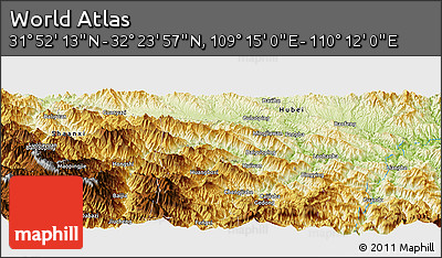 Physical Panoramic Map of the Area around 32° 8' 5" N, 109° 43' 29" E