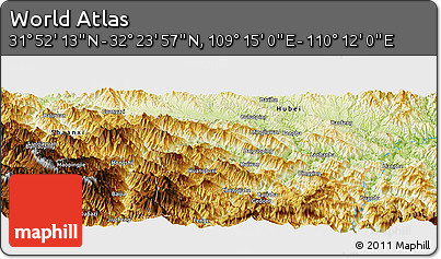 Physical Panoramic Map of the Area around 32° 8' 5" N, 109° 43' 29" E