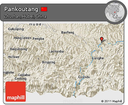 Shaded Relief Panoramic Map of Pankoutang