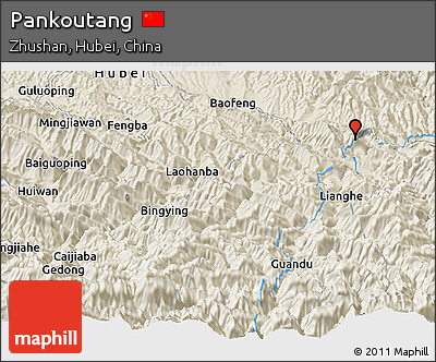Shaded Relief Panoramic Map of Pankoutang