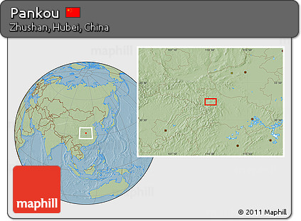 Savanna Style Location Map of Pankou, hill shading