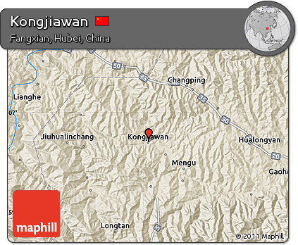Shaded Relief Map of Kongjiawan