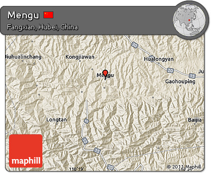 Shaded Relief Map of Mengu