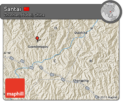 Shaded Relief Map of Santai