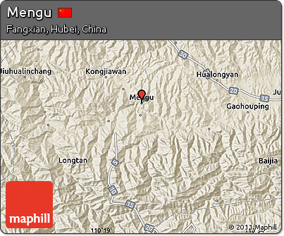 Shaded Relief Map of Mengu
