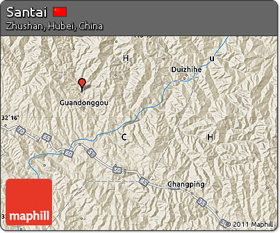 Shaded Relief Map of Santai