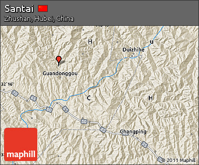 Shaded Relief Map of Santai