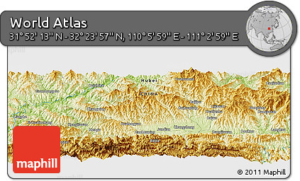 Physical Panoramic Map of the Area around 32° 8' 5" N, 110° 34' 29" E