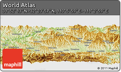 Physical Panoramic Map of the Area around 32° 8' 5" N, 110° 34' 29" E