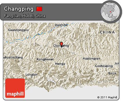 Shaded Relief Panoramic Map of Changping