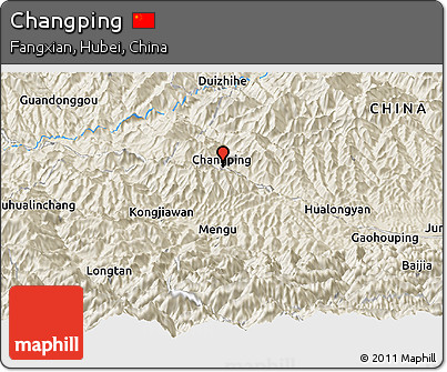 Shaded Relief Panoramic Map of Changping