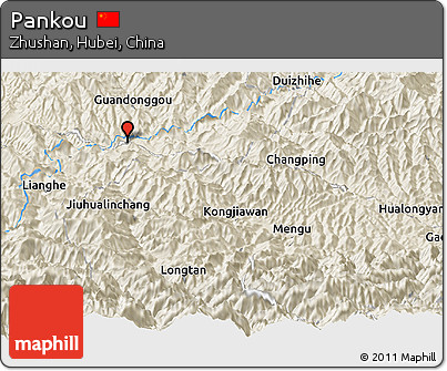 Shaded Relief Panoramic Map of Pankou