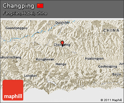 Shaded Relief Panoramic Map of Changping