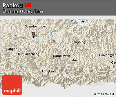 Shaded Relief Panoramic Map of Pankou