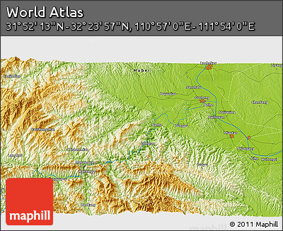 Physical 3D Map of the Area around 32° 8' 5" N, 111° 25' 30" E