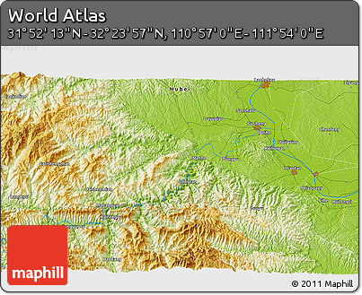 Physical 3D Map of the Area around 32° 8' 5" N, 111° 25' 30" E