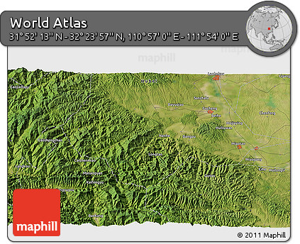 Satellite 3D Map of the Area around 32° 8' 5" N, 111° 25' 30" E