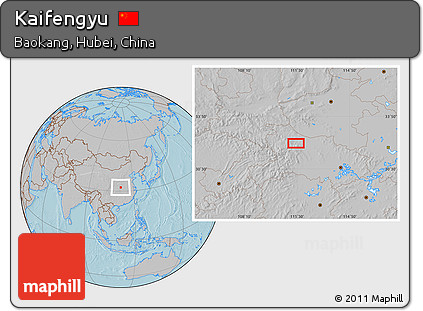 Gray Location Map of Kaifengyu, hill shading