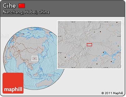 Gray Location Map of Cihe, hill shading