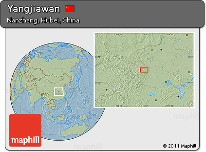 Savanna Style Location Map of Yangjiawan, hill shading
