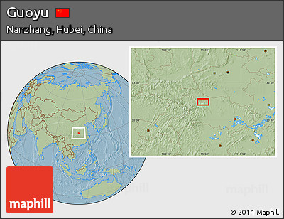 Savanna Style Location Map of Guoyu, hill shading