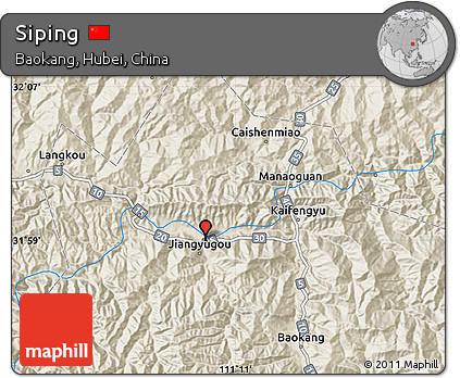 Shaded Relief Map of Siping
