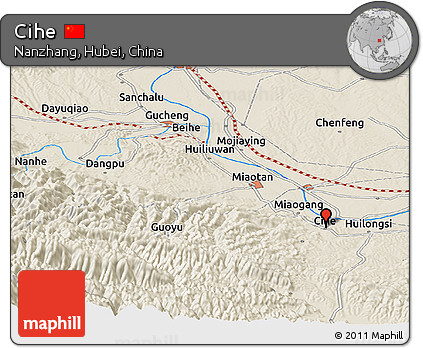 Shaded Relief Panoramic Map of Cihe