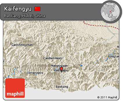 Shaded Relief Panoramic Map of Kaifengyu