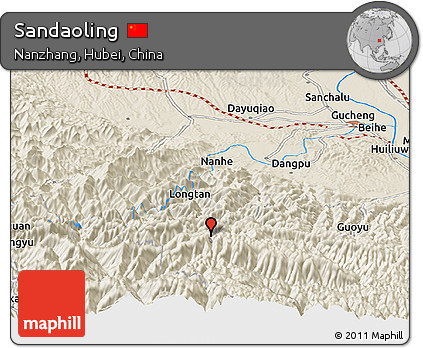 Shaded Relief Panoramic Map of Sandaoling