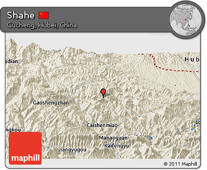 Shaded Relief Panoramic Map of Shahe