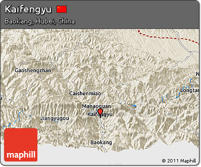 Shaded Relief Panoramic Map of Kaifengyu