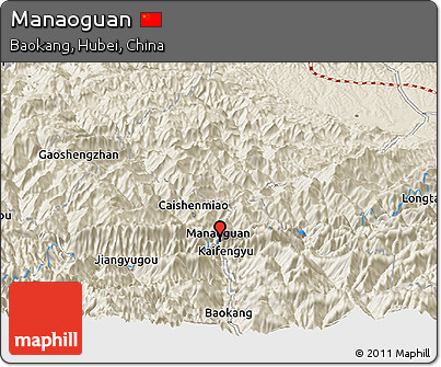 Shaded Relief Panoramic Map of Manaoguan