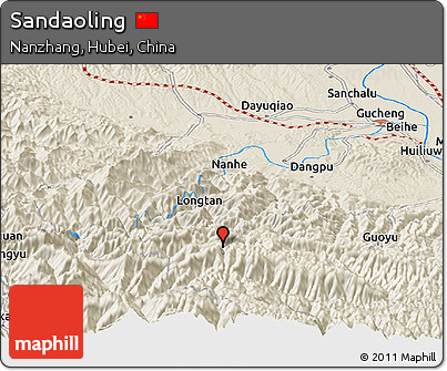 Shaded Relief Panoramic Map of Sandaoling