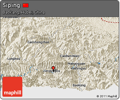 Shaded Relief Panoramic Map of Siping