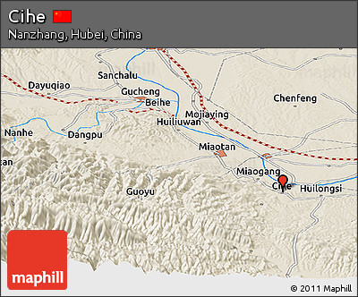 Shaded Relief Panoramic Map of Cihe