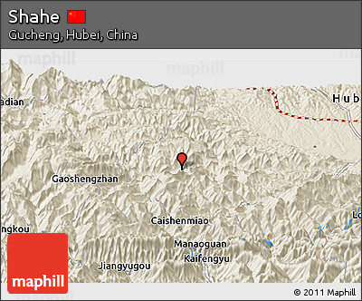 Shaded Relief Panoramic Map of Shahe