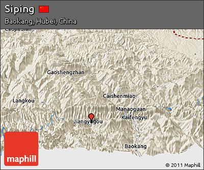 Shaded Relief Panoramic Map of Siping