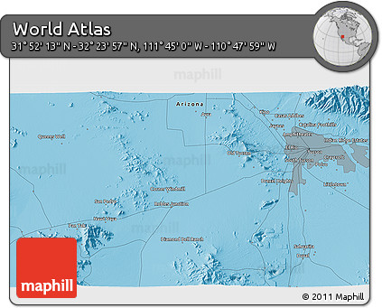 Political 3D Map of the Area around 32° 8' 5" N, 111° 16' 30" W