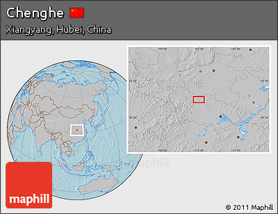 Gray Location Map of Chenghe, hill shading