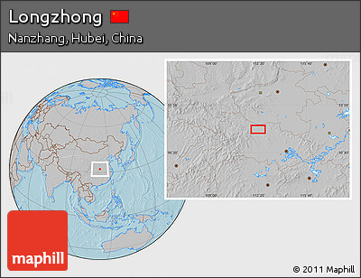 Gray Location Map of Longzhong, hill shading