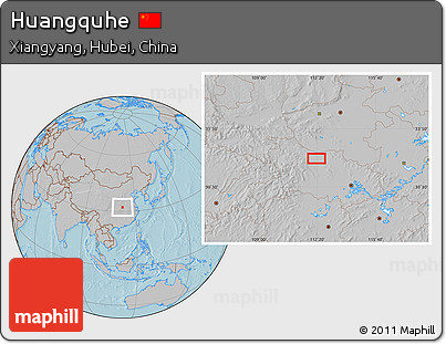 Gray Location Map of Huangquhe, hill shading