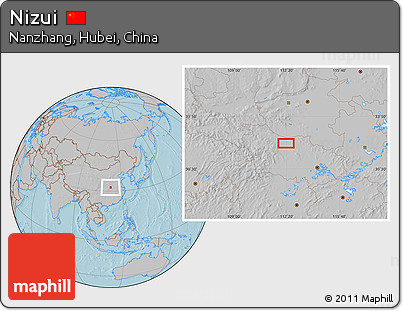 Gray Location Map of Nizui, hill shading