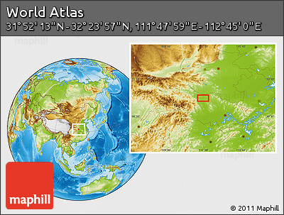 Physical Location Map of the Area around 32° 8' 5" N, 112° 16' 30" E