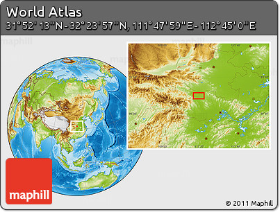 Physical Location Map of the Area around 32° 8' 5" N, 112° 16' 30" E