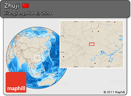 Shaded Relief Location Map of Zhuji